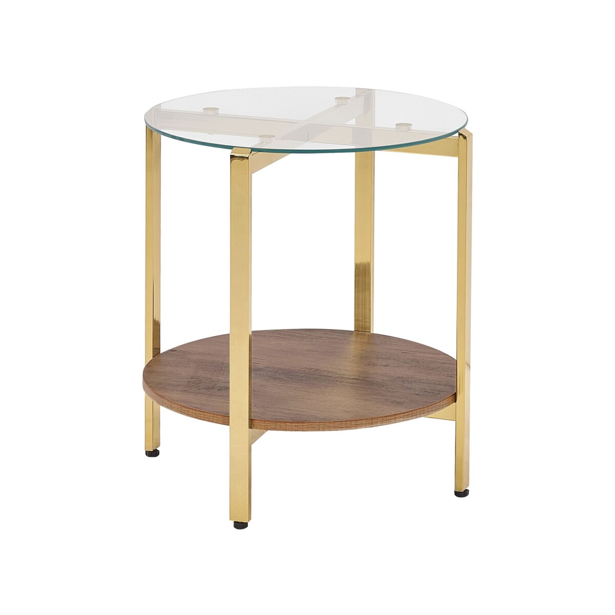 Stolik pomocniczy szklany ciemne drewno ze złotym LOVELL