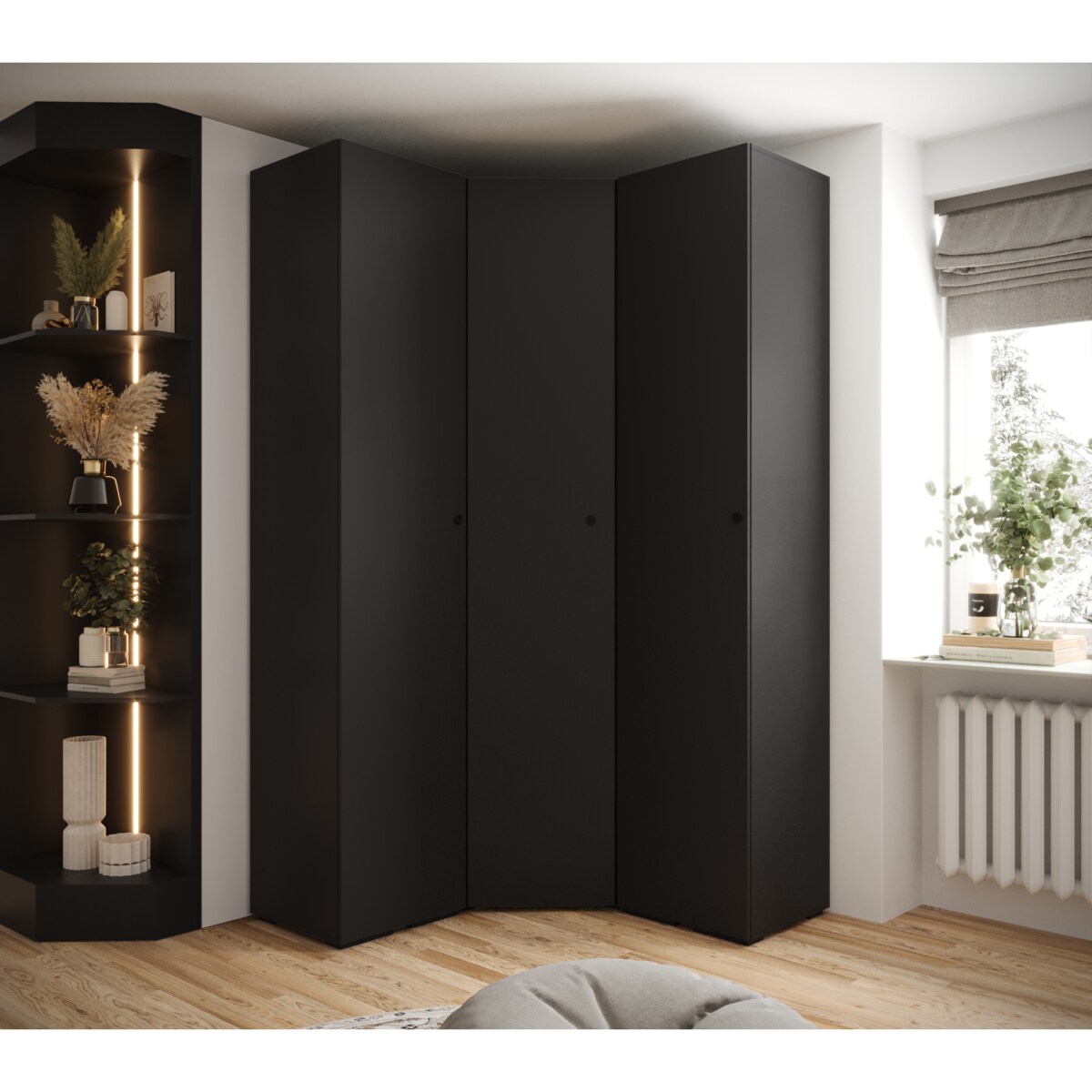 Garderoba wysoka do przedpokoju INOVA 2 Z4 czarny+czarny