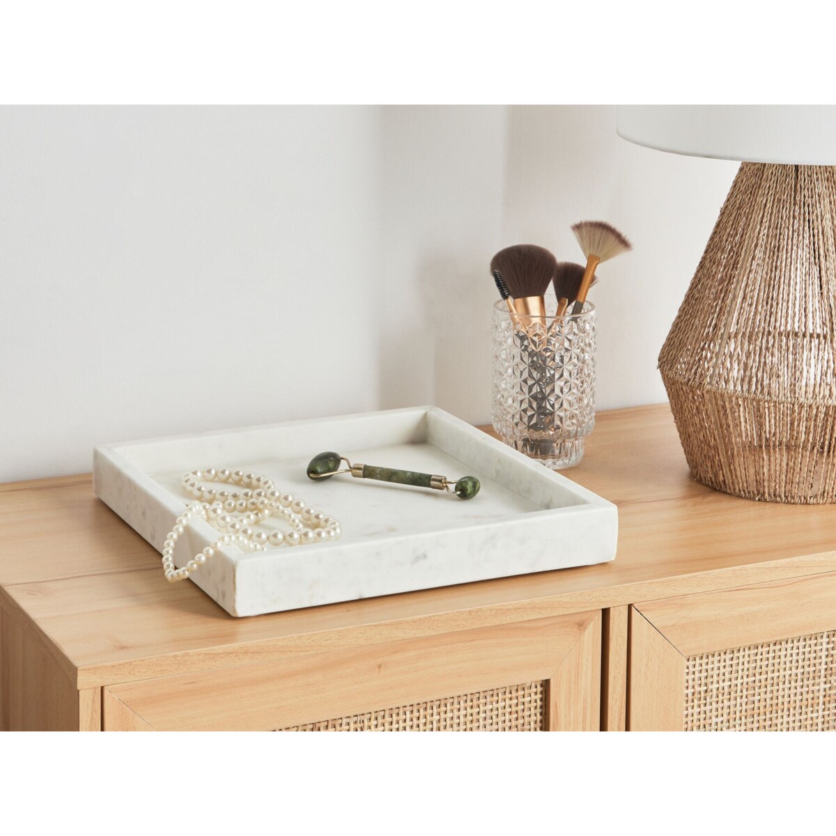 Taca dekoracyjna KATERINI Efekt marmuru Kamień Biały