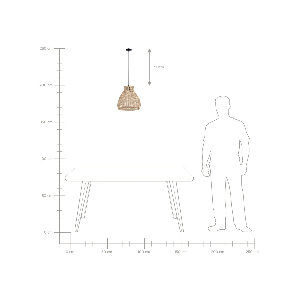 Lampa wisząca rattanowa naturalna SAKENI