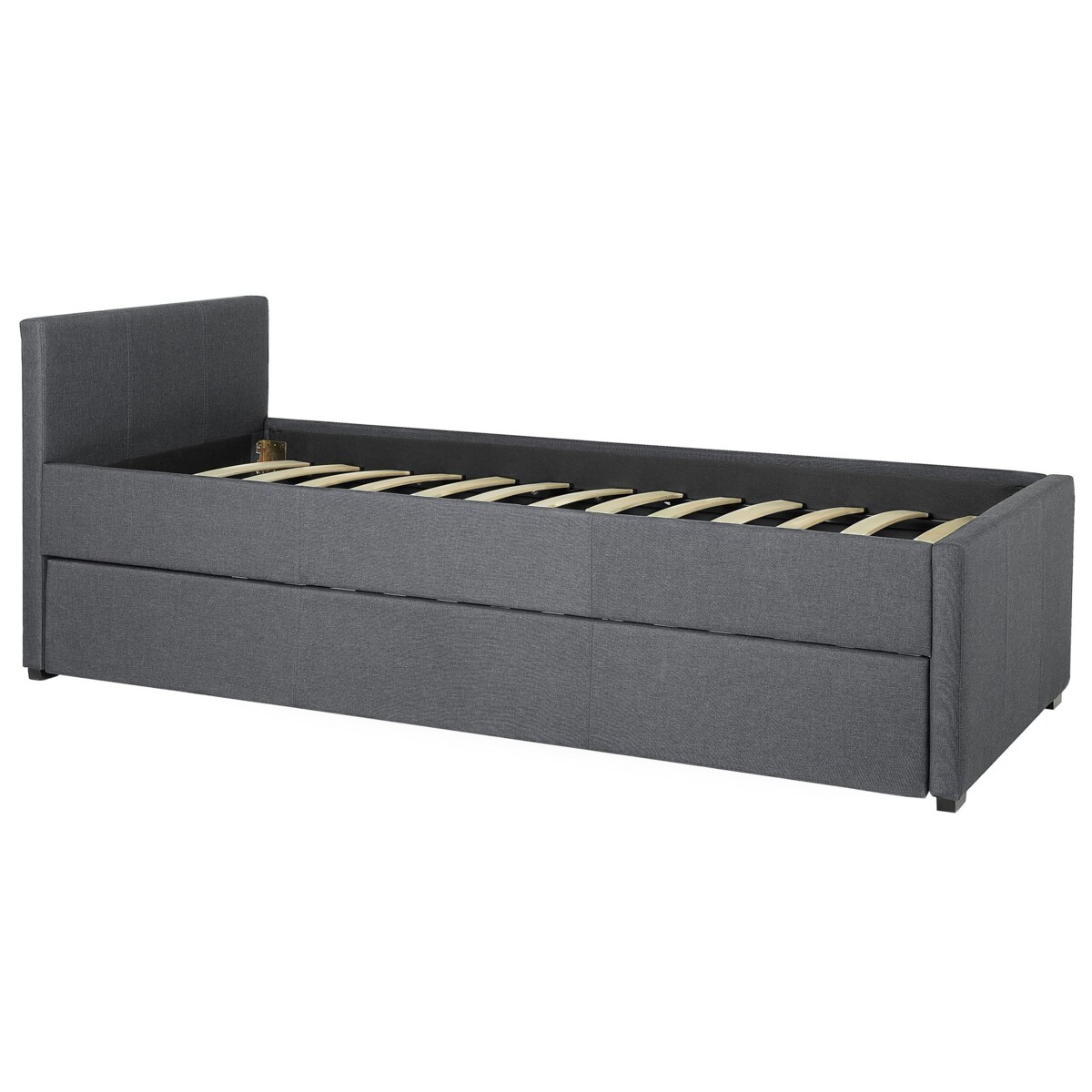 Łóżko wysuwane tapicerowane 80 x 200 cm ciemnoszare MARMANDE