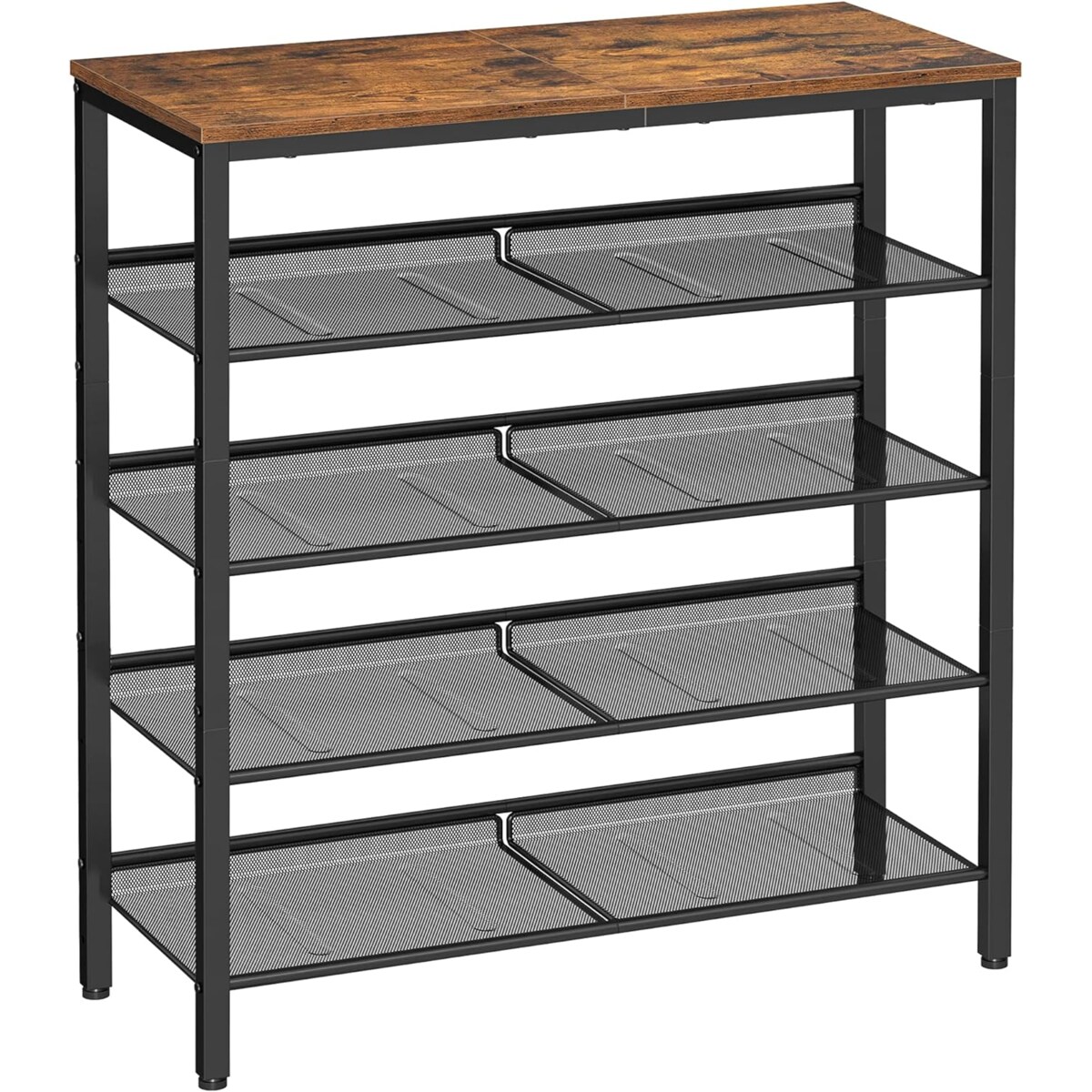 Szafka Na Buty 75X28X93 Cm Rustykalny Brąz, Czarny