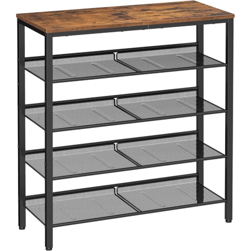 Szafka Na Buty 75X28X93 Cm Rustykalny Brąz, Czarny