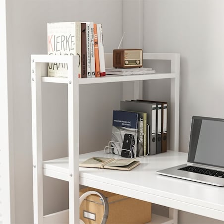 Biurko komputerowe stolik loft białe stół nowoczesne z regałem gamingowe