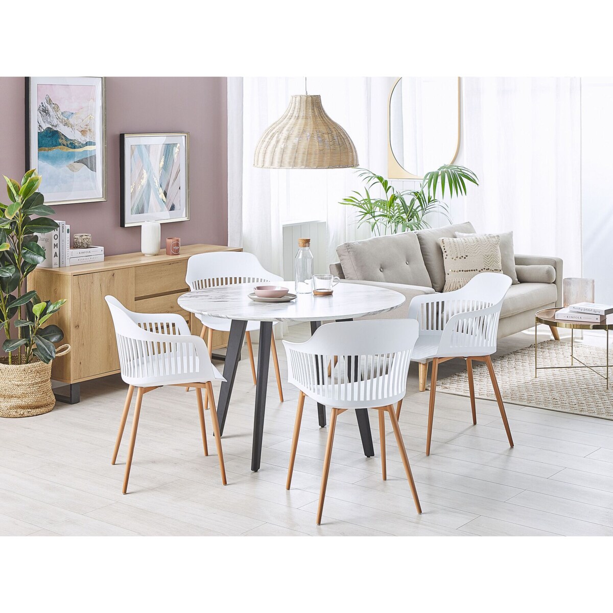 Zestaw 2 krzeseł do jadalni biały BERECA