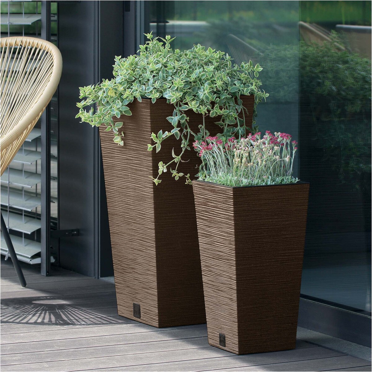 Doniczka Donica Ogrodowa 24 Cm Na Taras Do Ogrodu Domu Eco Wood Wysoka