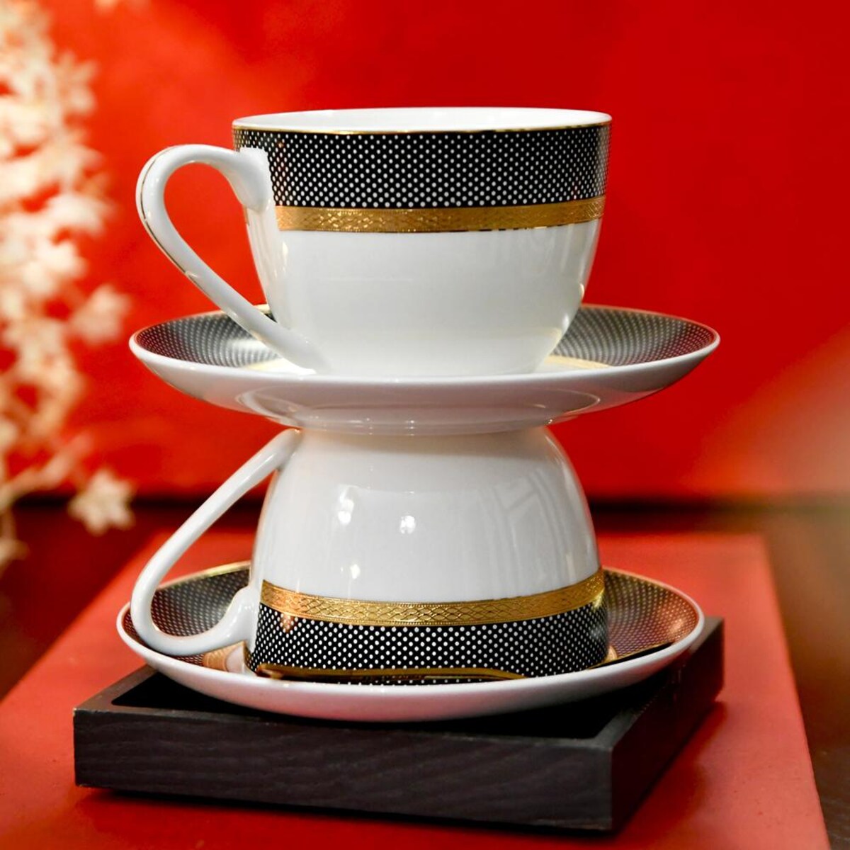 VILLA ITALIA Komplet filiżanek porcelanowych 300 ml 6 sztuk ROYAL LADY