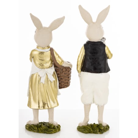 Dekoracja - para królików 26x7x5 i 24,5x9x8 cm FRODO-2 z pustym koszem króliczki