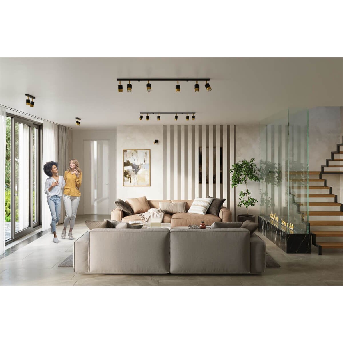 Plafon NERO 6 czarny/złoty