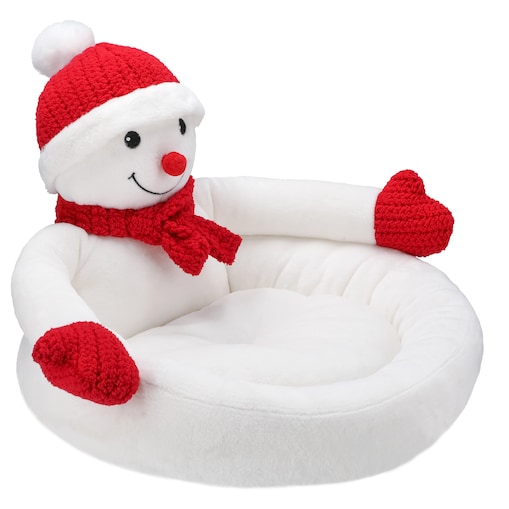 Legowisko Dla Psa Kota Zwierzę Świąteczne Miękkie Poduszka Bałwan 50X50