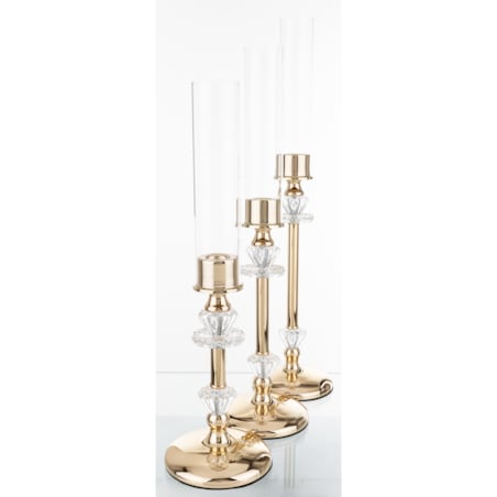 Świeczniki metalowe 3 szt. 50/45/40x11 cm CANDELIER złote
