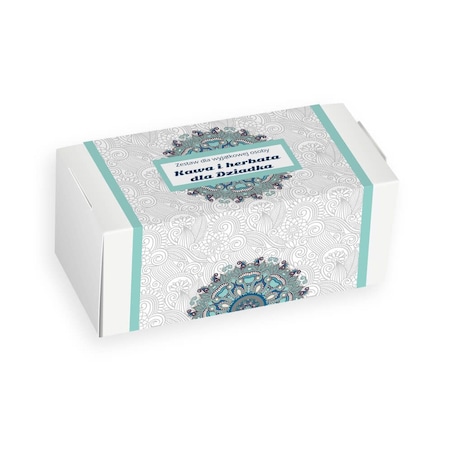 Gotowy zestaw prezentowy „Box dla Babci i Dziadka“ kawy herbaty smakowe PREMIUM x2 zaparzacz kubek 2szt. prezent upominek na Dzień Babci i Dziadka dla dziadków babci dziadka emeryta emerytki seniora