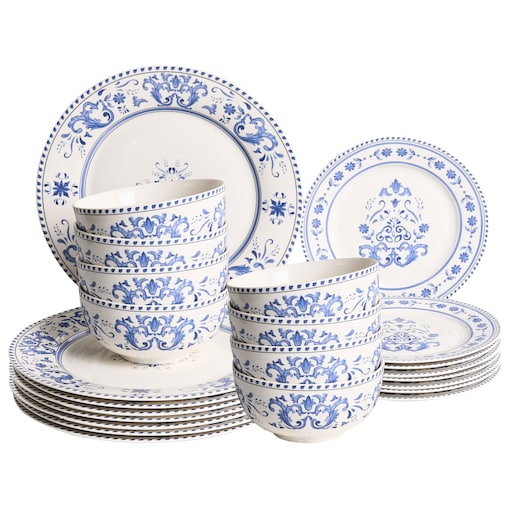 Zastawa stołowa 24-częściowa GALANGAL Porcelana Biały/ niebieski