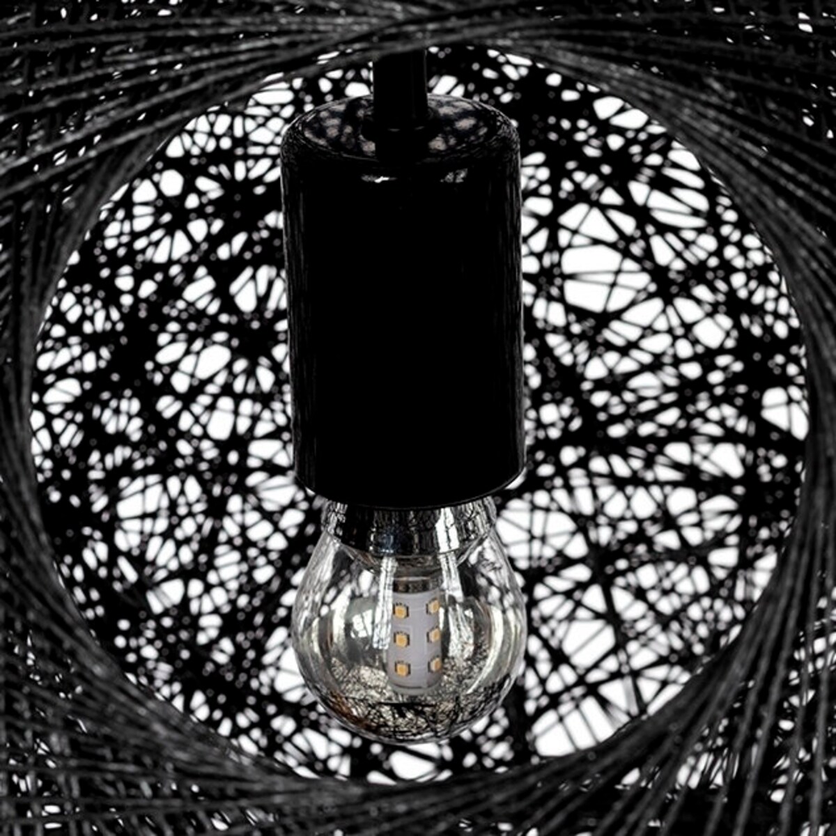 Wisząca lampa kula Luna okrągły zwis ze sznura czarny