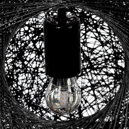 Wisząca lampa kula Luna okrągły zwis ze sznura czarny