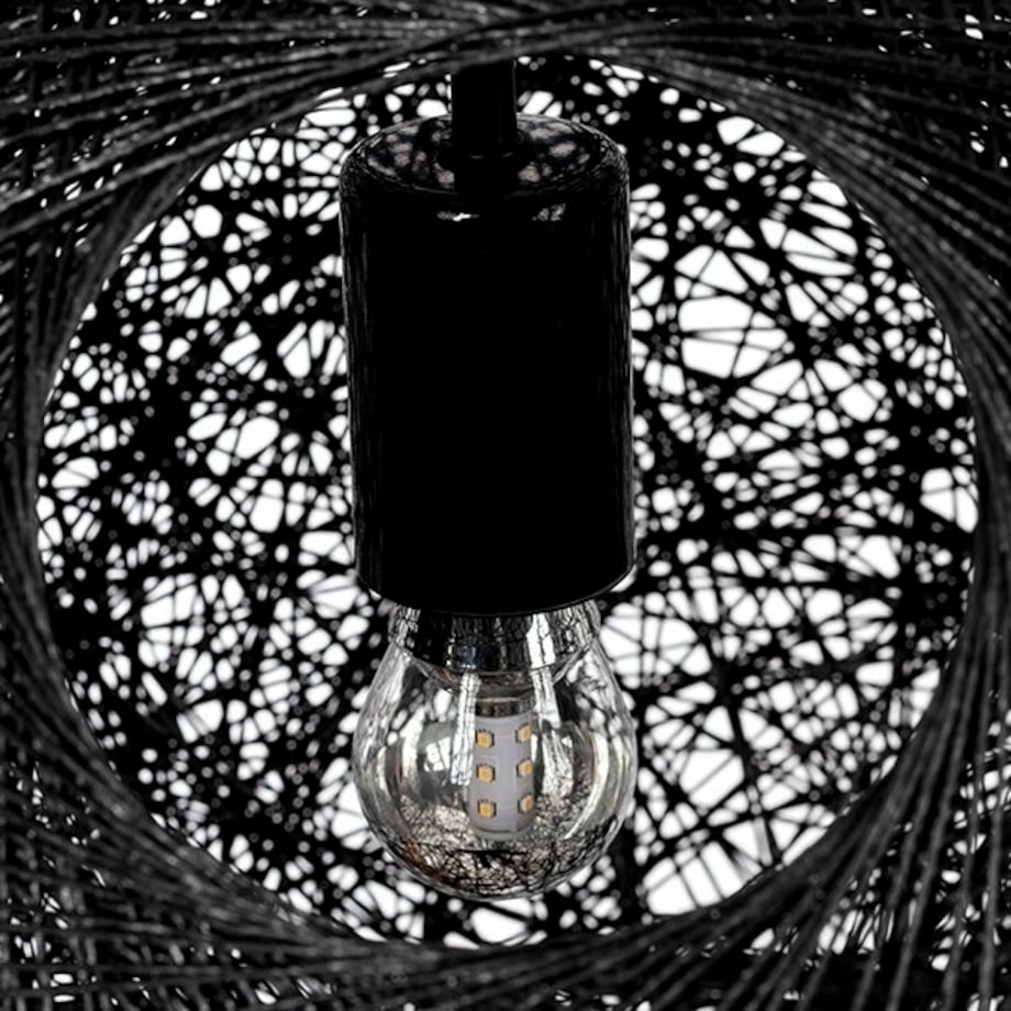 Wisząca lampa kula Luna okrągły zwis ze sznura czarny