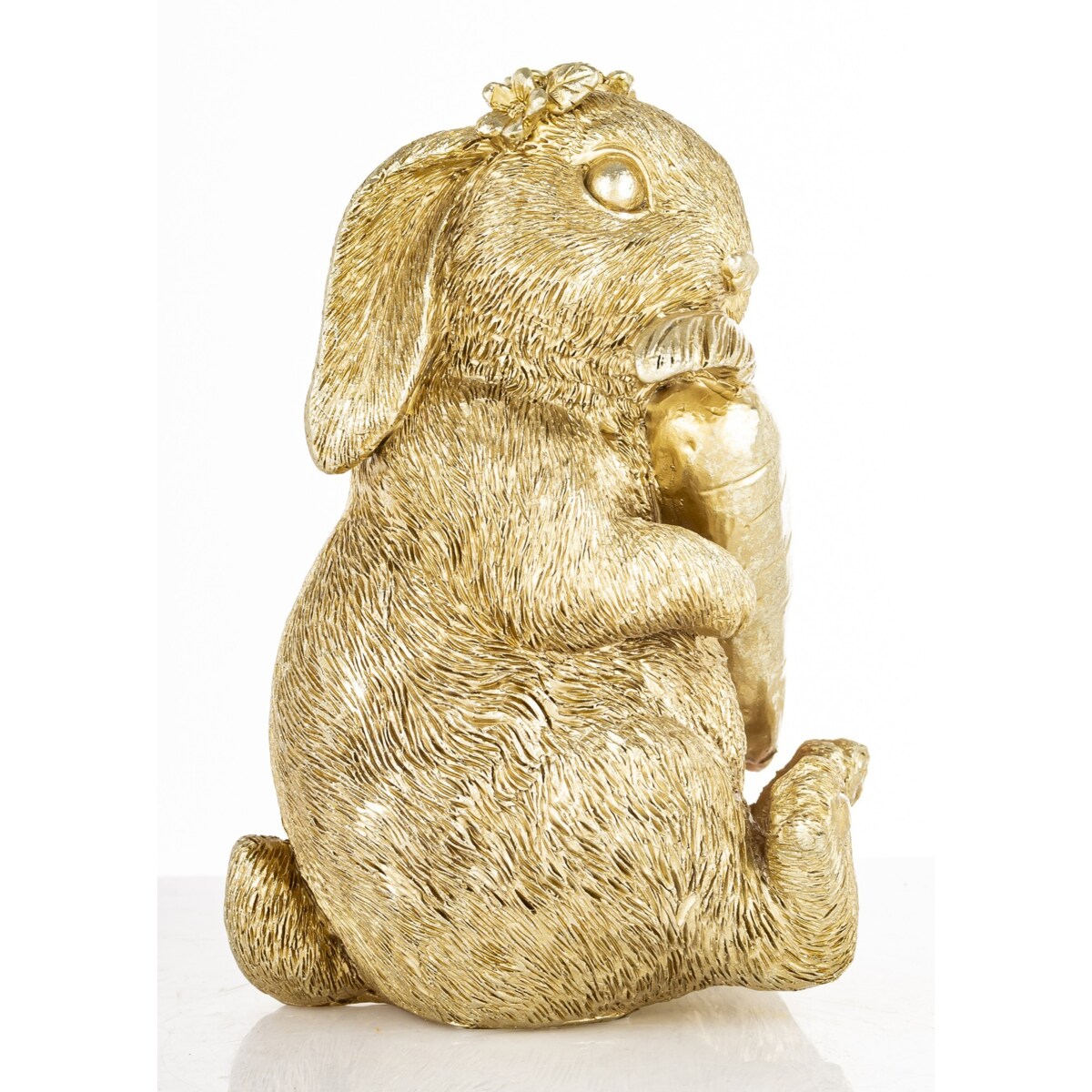 Figurka - złota króliczka z marchewką 16,5x12x10 cm KAROTO-3