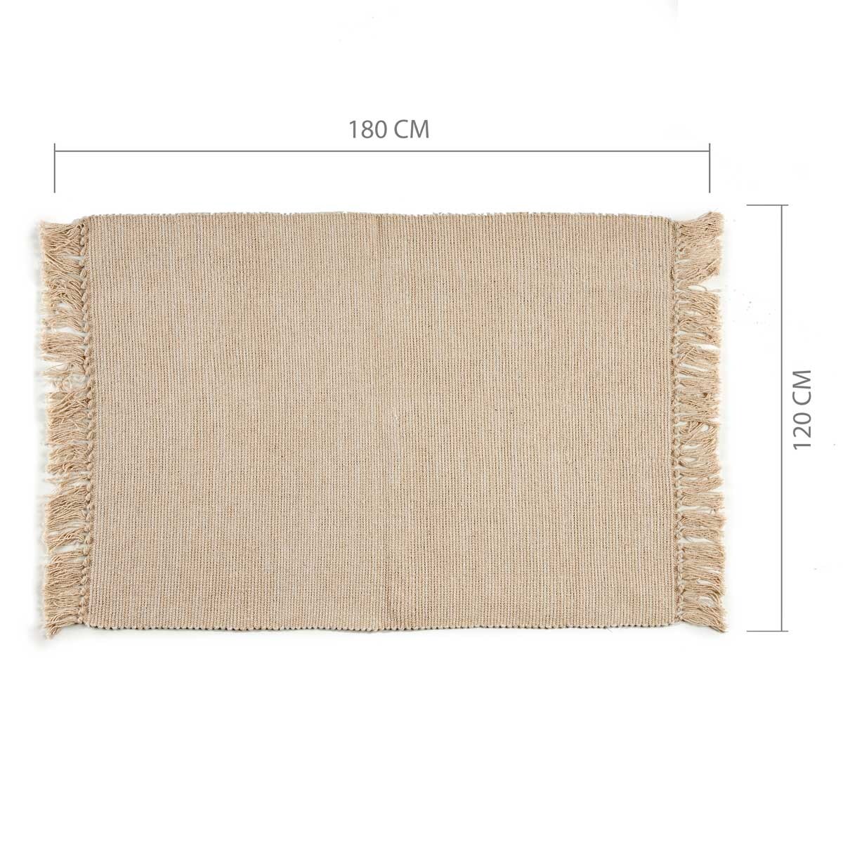 Dywan z frędzlami, 100% bawełny, 180 x 120 cm