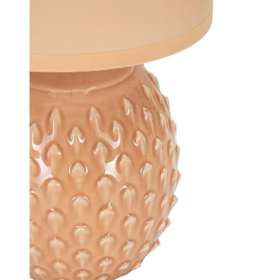 Lampa stołowa Pontus, kolor brzoskwiniowy, ceramika, żelazo i tkanina, 14 x 14 x 27 cm, 1 x E14, styl nowoczesny, do salonu i sypialni, Mauro Ferretti