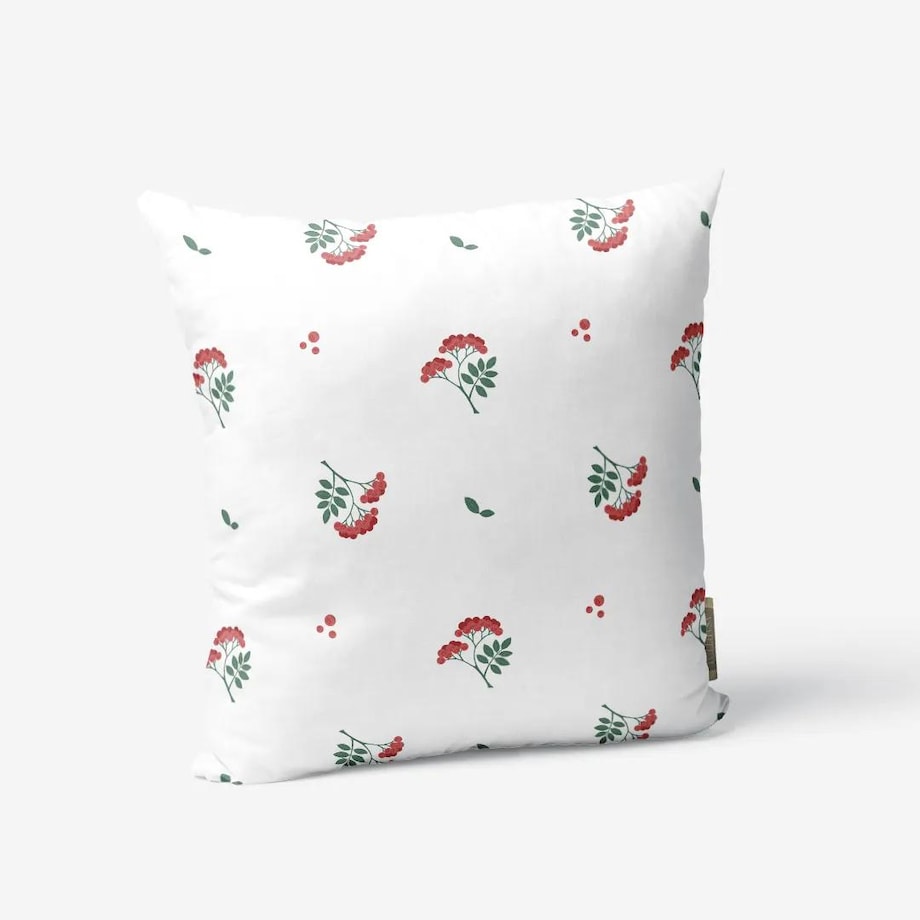 Poduszka świąteczna - jarzębinowe gałązki