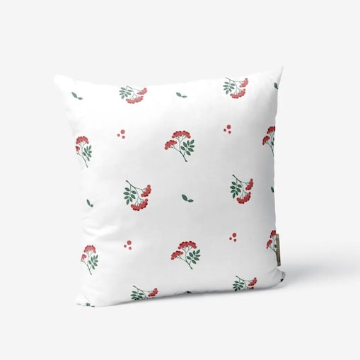 Poduszka świąteczna - jarzębinowe gałązki
