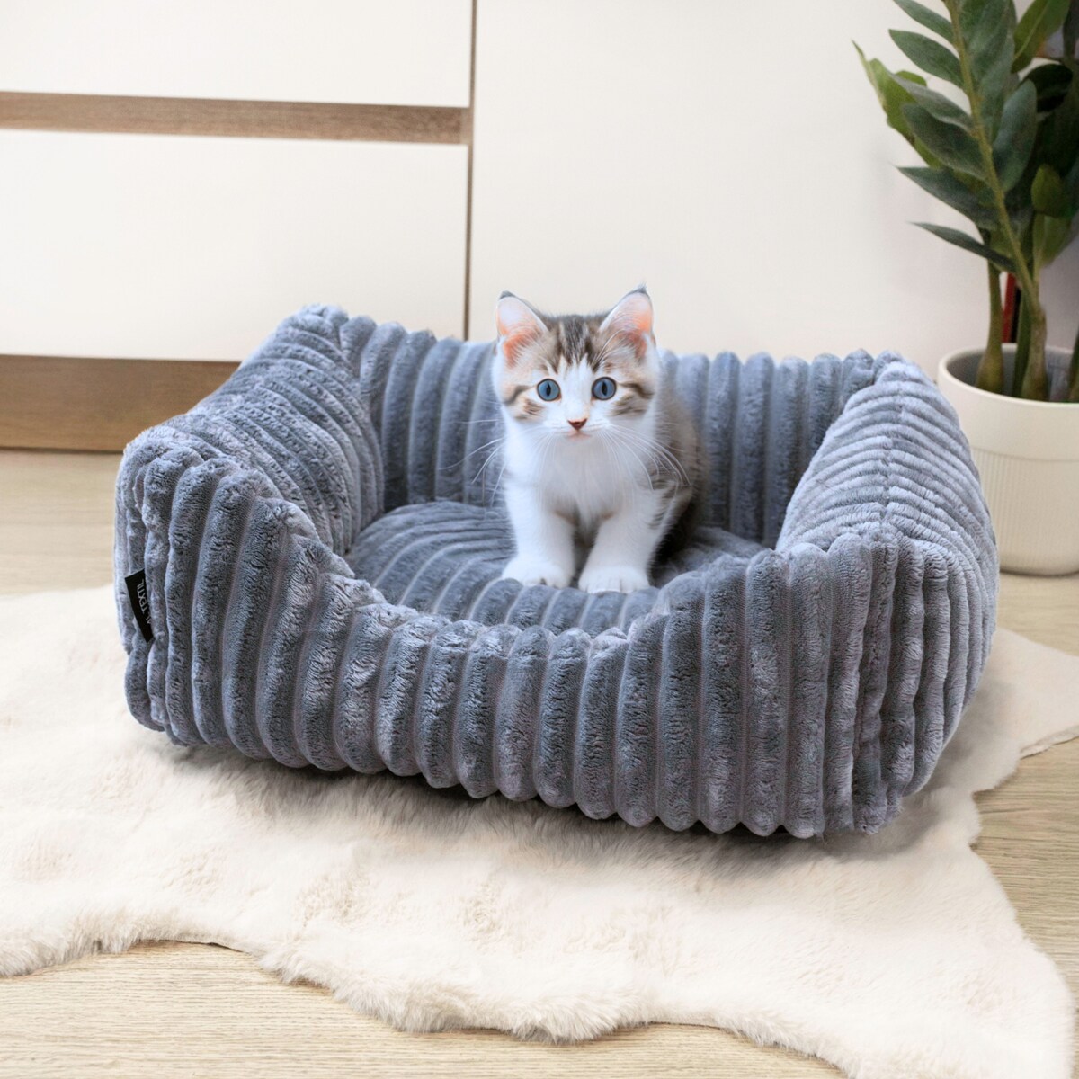 Pluszowe legowisko dla kota BELLA, 60x40 cm, Grafit