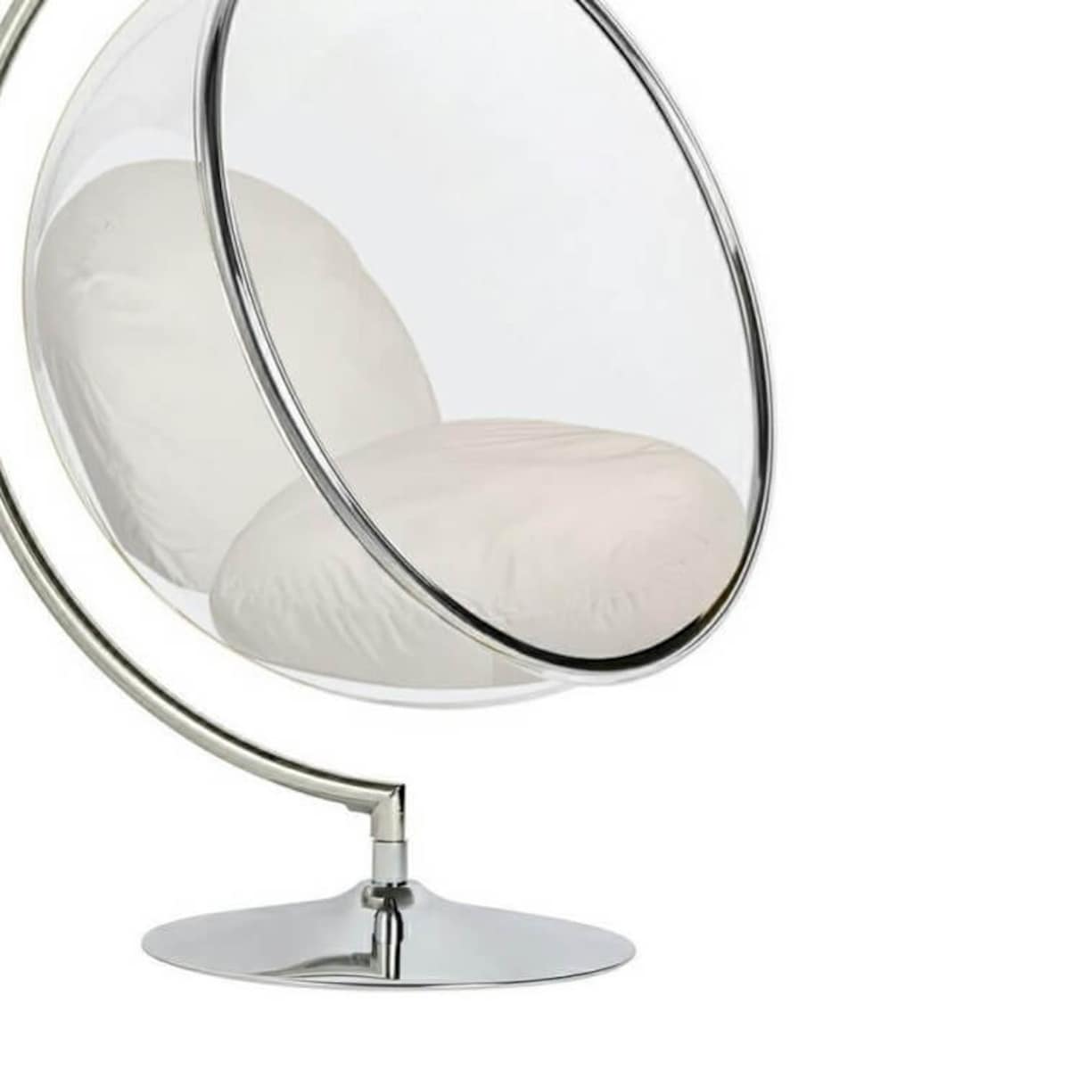 Obrotowy fotel Bubble JH200-1.56W King Home do sypialni poduszka beżowy chrom