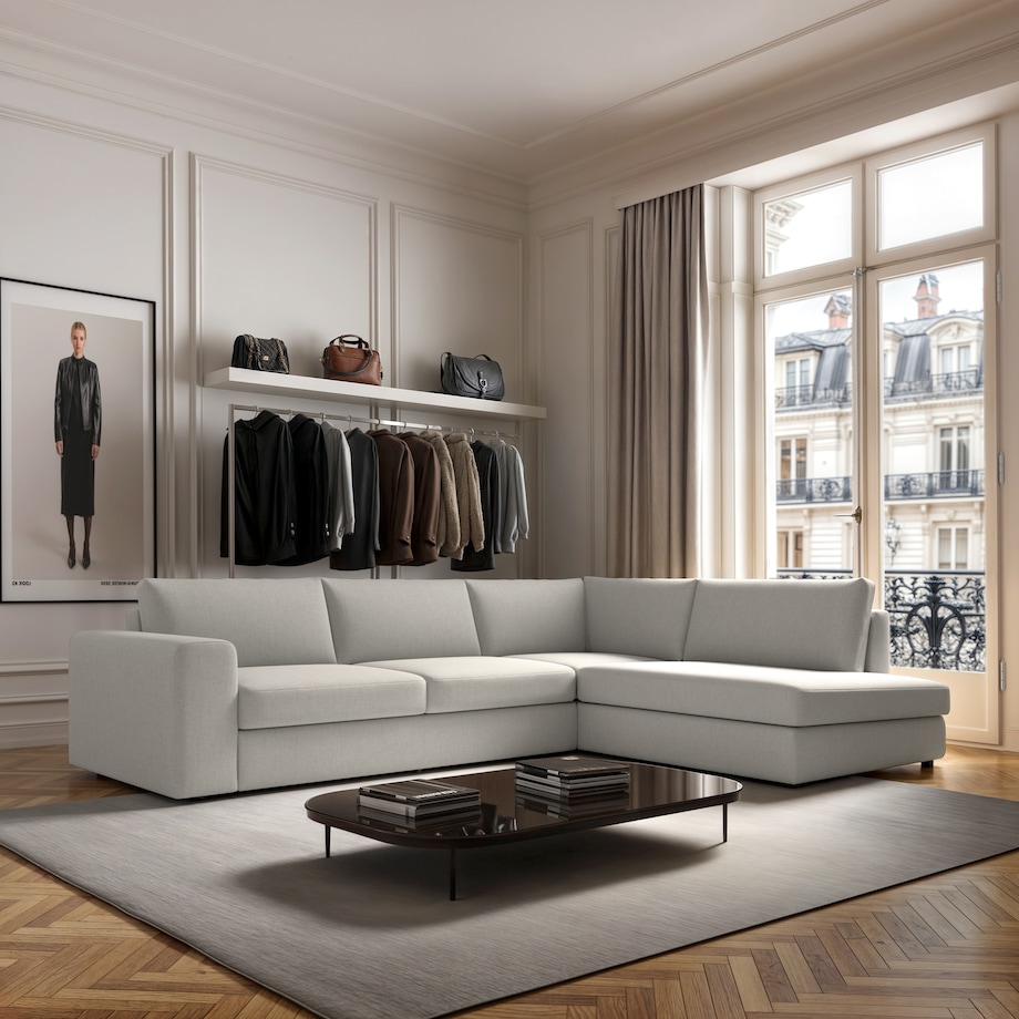 Sofa narożna prawa Baga kremowa