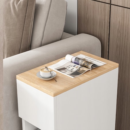 Szafka nocna wąska z szufladą stolik z półką nowoczesny loft sypialni 60 cm