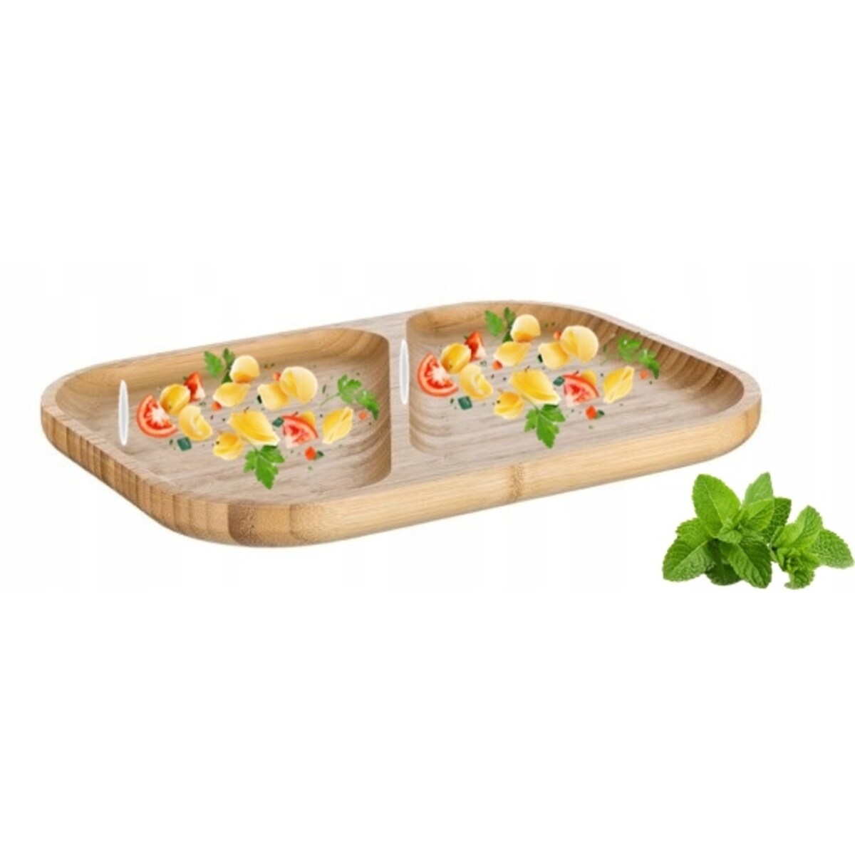 TALERZ Z BAMBUSA 28cm na jedzenie owoce patera przystawki przekąski tacka