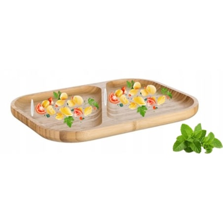 TALERZ Z BAMBUSA 28cm na jedzenie owoce patera przystawki przekąski tacka