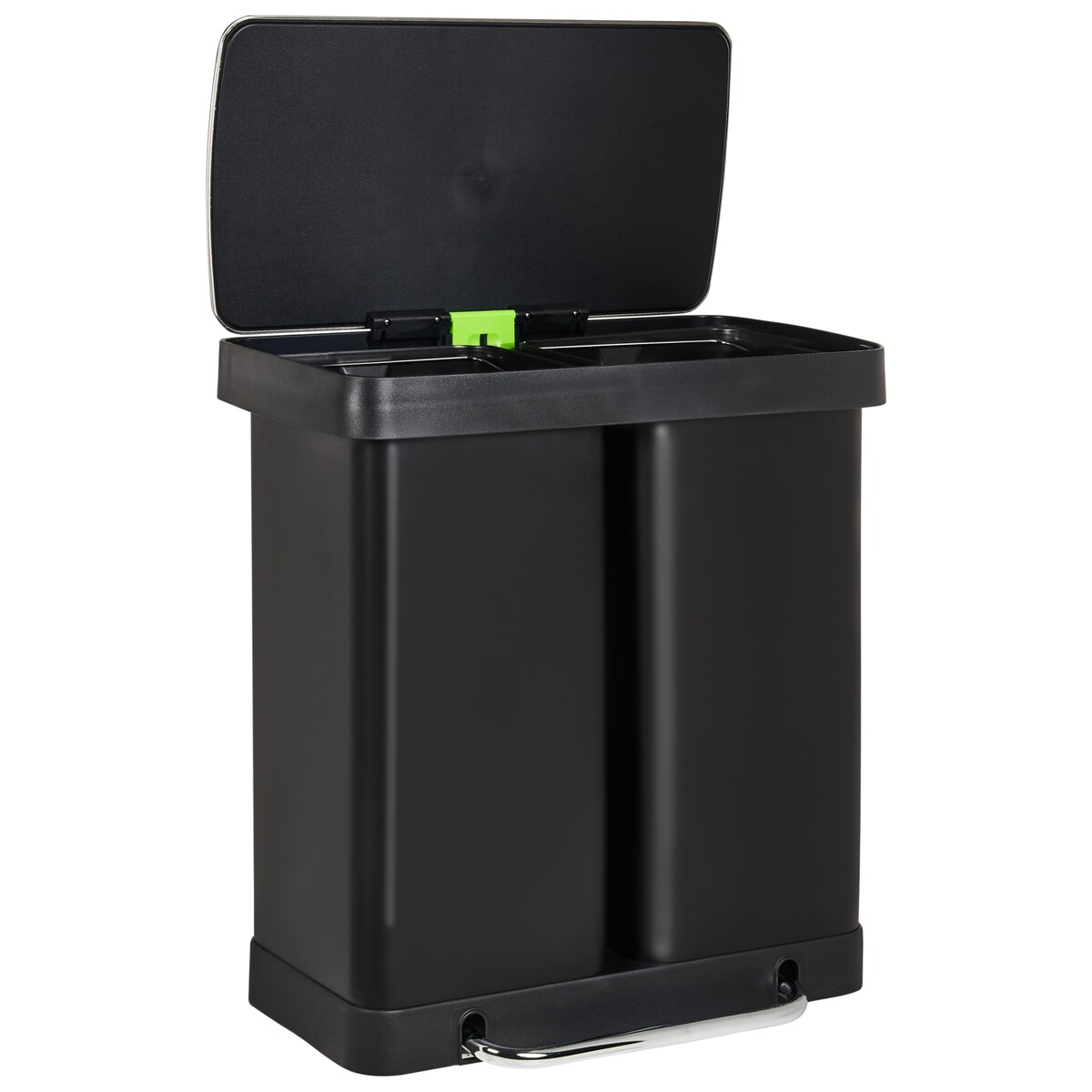 Kosz na śmieci z pedałem dwukomorowy 60 L ECOSORT Metal Czarny