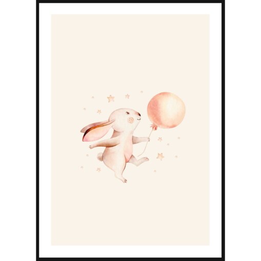 Poster Story, Plakat, Obraz - Króliczek z Różowym Balonem, wymiary 70 x 100 cm