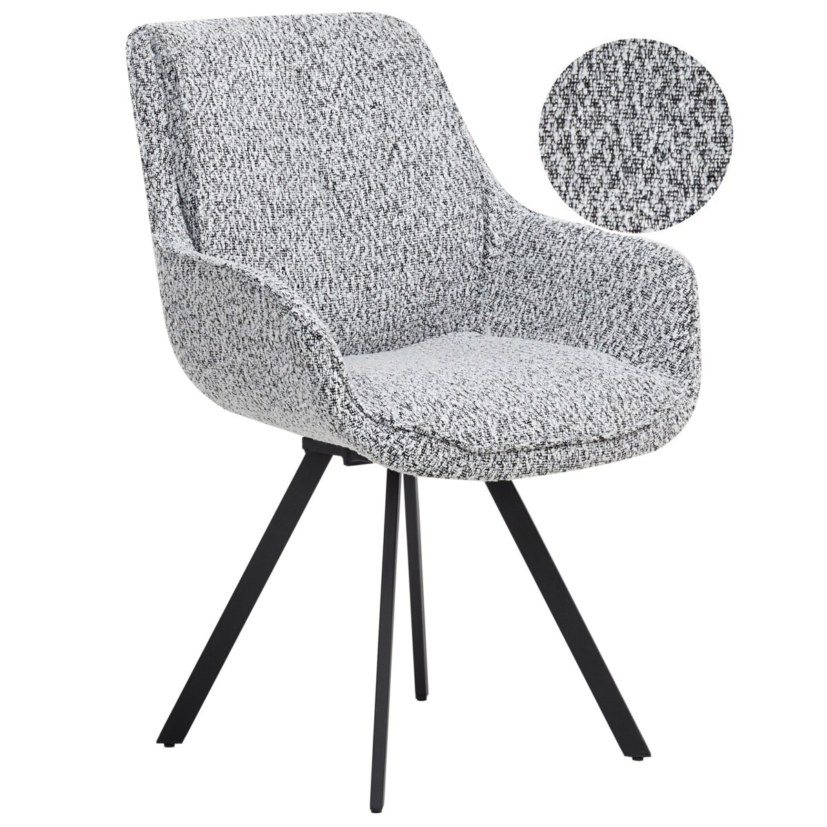 Krzesło do jadalni MARCELLUS Boucle Czarny/ biały