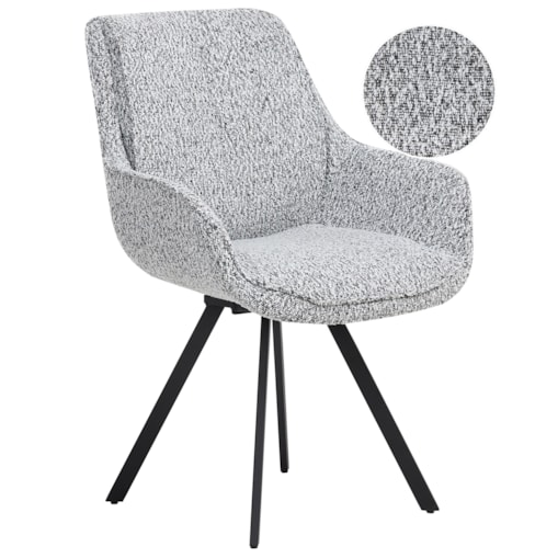 Krzesło do jadalni MARCELLUS Boucle Czarny/ biały