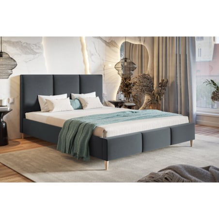 Łóżko tapicerowane 160x200 LUXO 7 na wysokich nogach - grafitowe