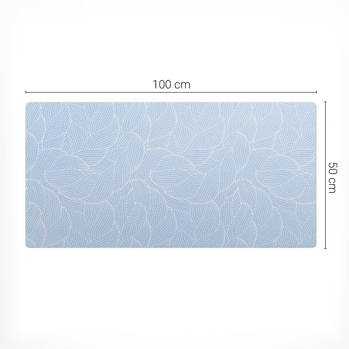 Niebieska mata na biurko Liść w splocie, 100x50 cm
