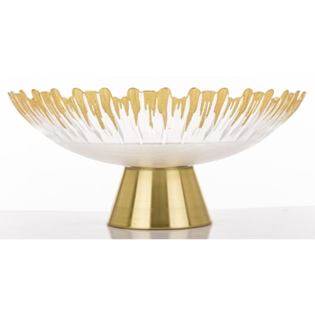 Patera szklana na złotej nóżce 15x33x33 cm SINHA-2 głęboka