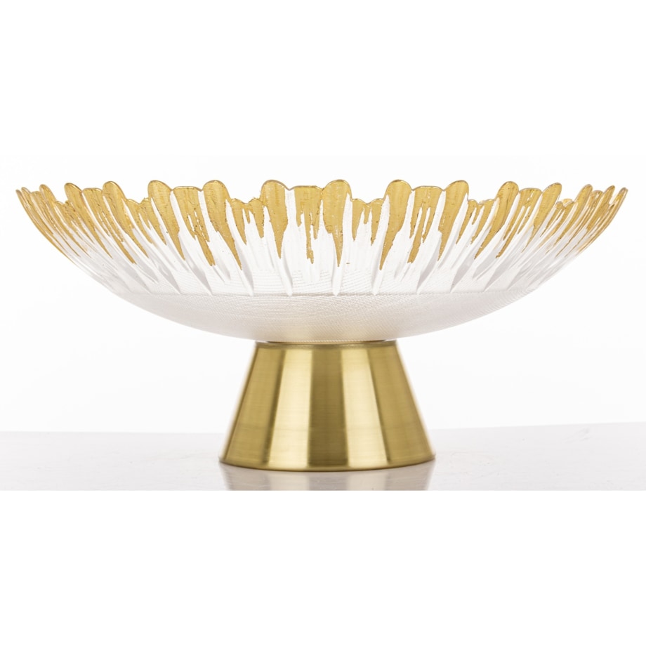 Patera szklana na złotej nóżce 15x33x33 cm SINHA-2 głęboka