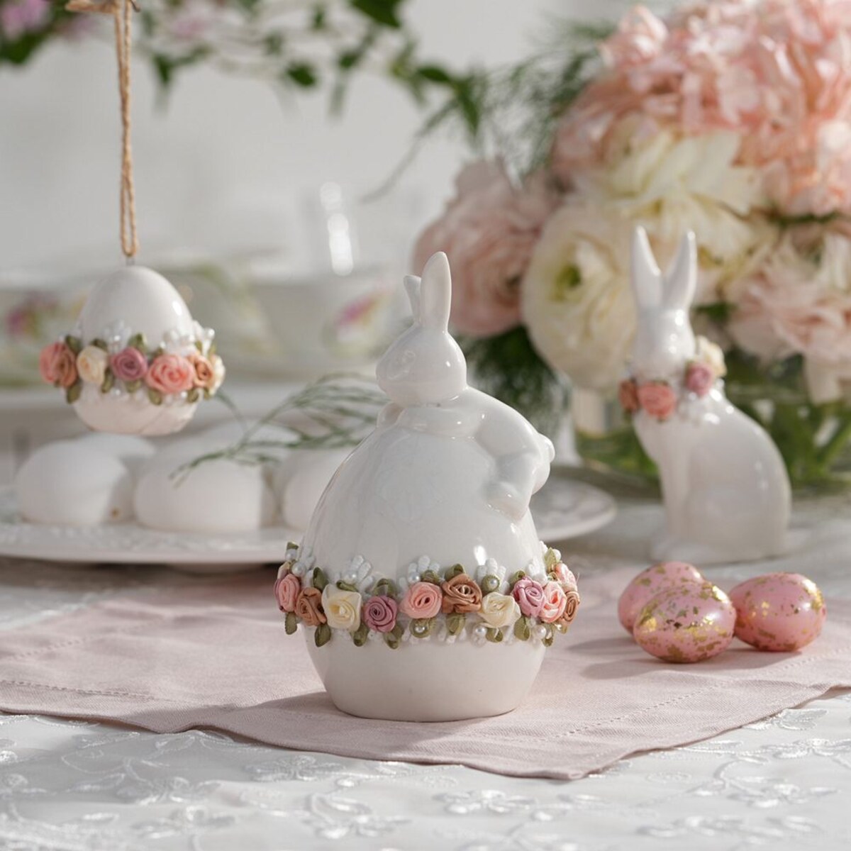 VILLA ITALIA Jajko wielkanocne z zajączkiem 16 cm PRIMAVERA