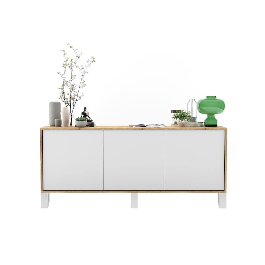 Komoda Loft Szafka RTV Industrialna Dąb Wotan Biały MAT 168 cm