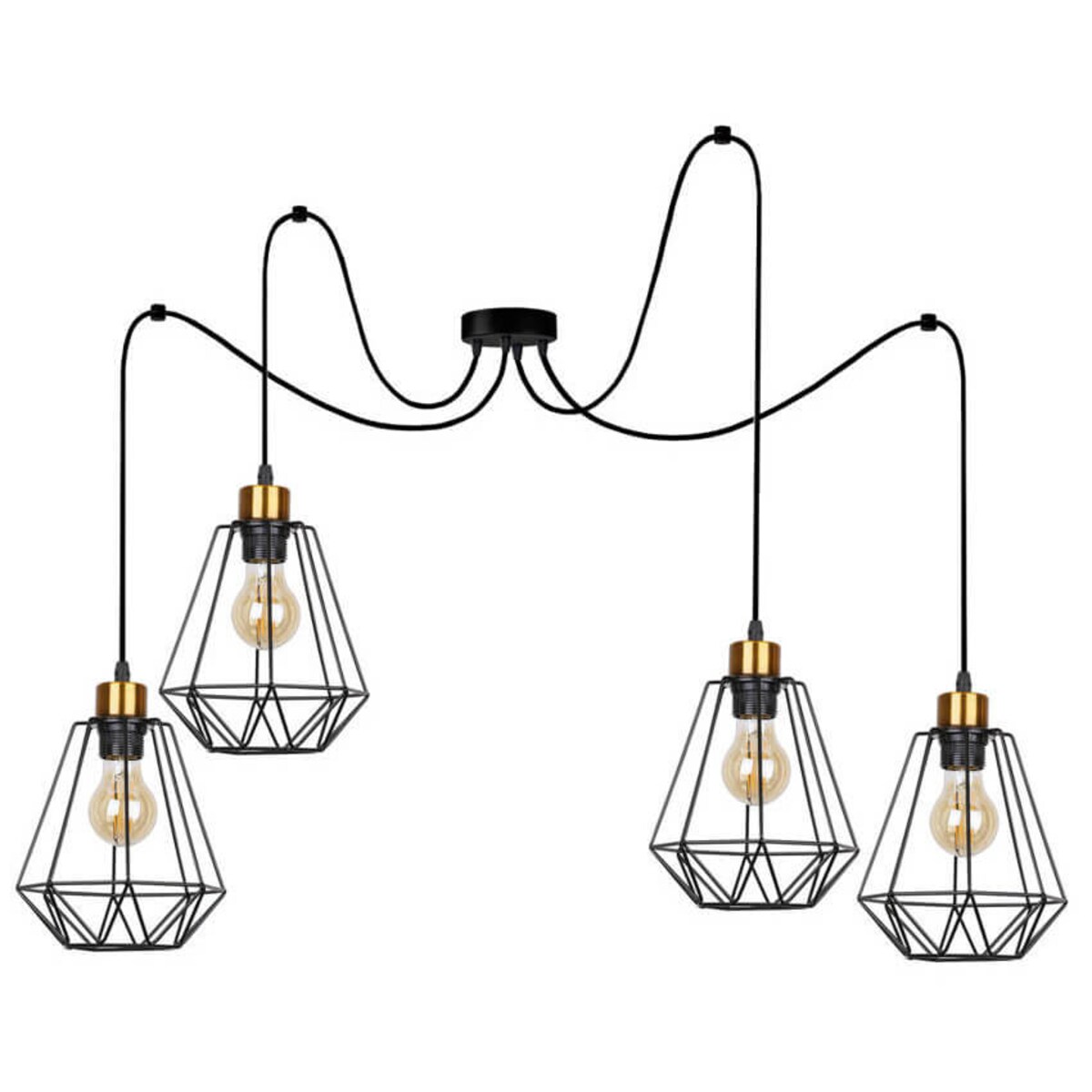 Wisząca lampa loftowa Primo 34-00309 Candellux druciaki czarne złote