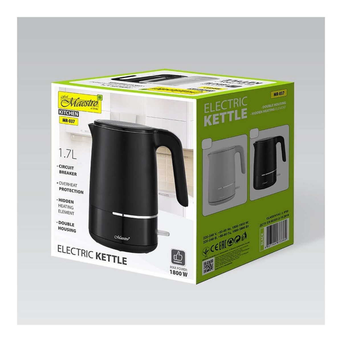Maestro czajnik elektryczny 1.7l MR037BLACK