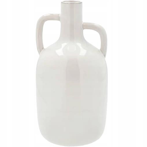 WAZON CERAMICZNY BIAŁY WYSOKI BUTELKA DEKORACYJNY NA JEDEN KWIAT NOWOCZESNY