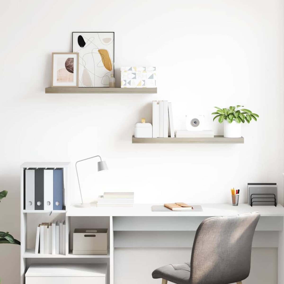 vidaXL Półki ścienne, 2 szt., kolor dębowy, 80 x 23,5 x 3,8 cm, MDF