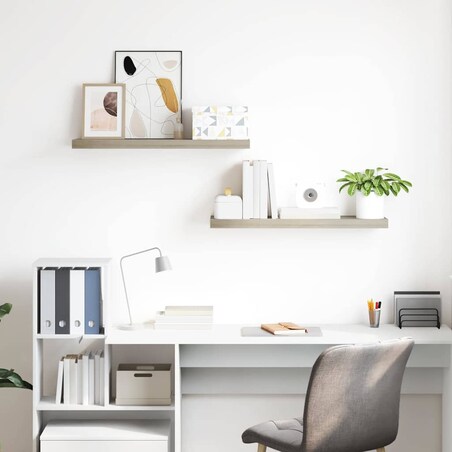 vidaXL Półki ścienne, 2 szt., kolor dębowy, 80 x 23,5 x 3,8 cm, MDF