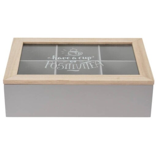 Pudełko na herbatę, drewniane, 24 x 17 x 7 cm