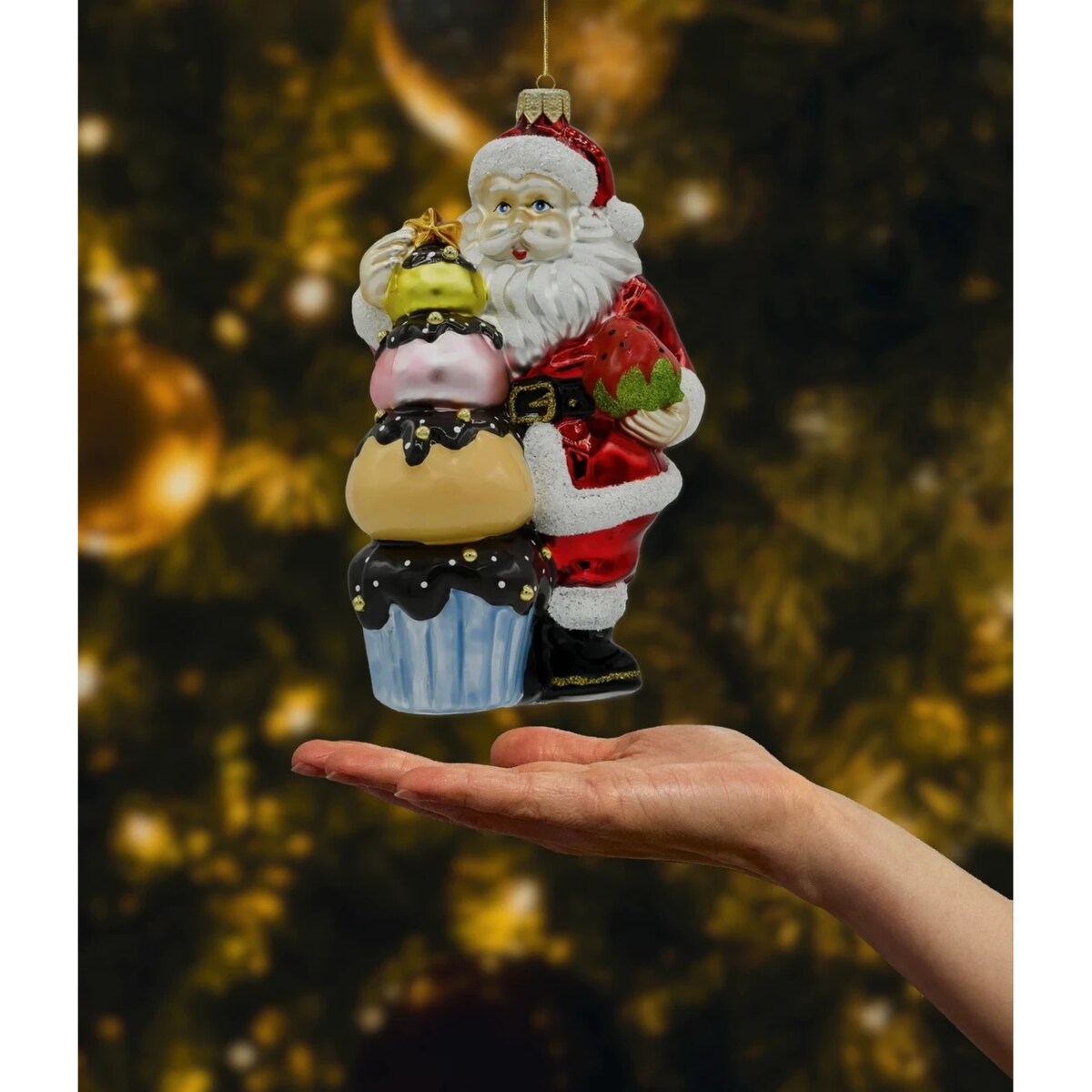 Bombka choinkowa - Święty Mikołaj z babeczkami