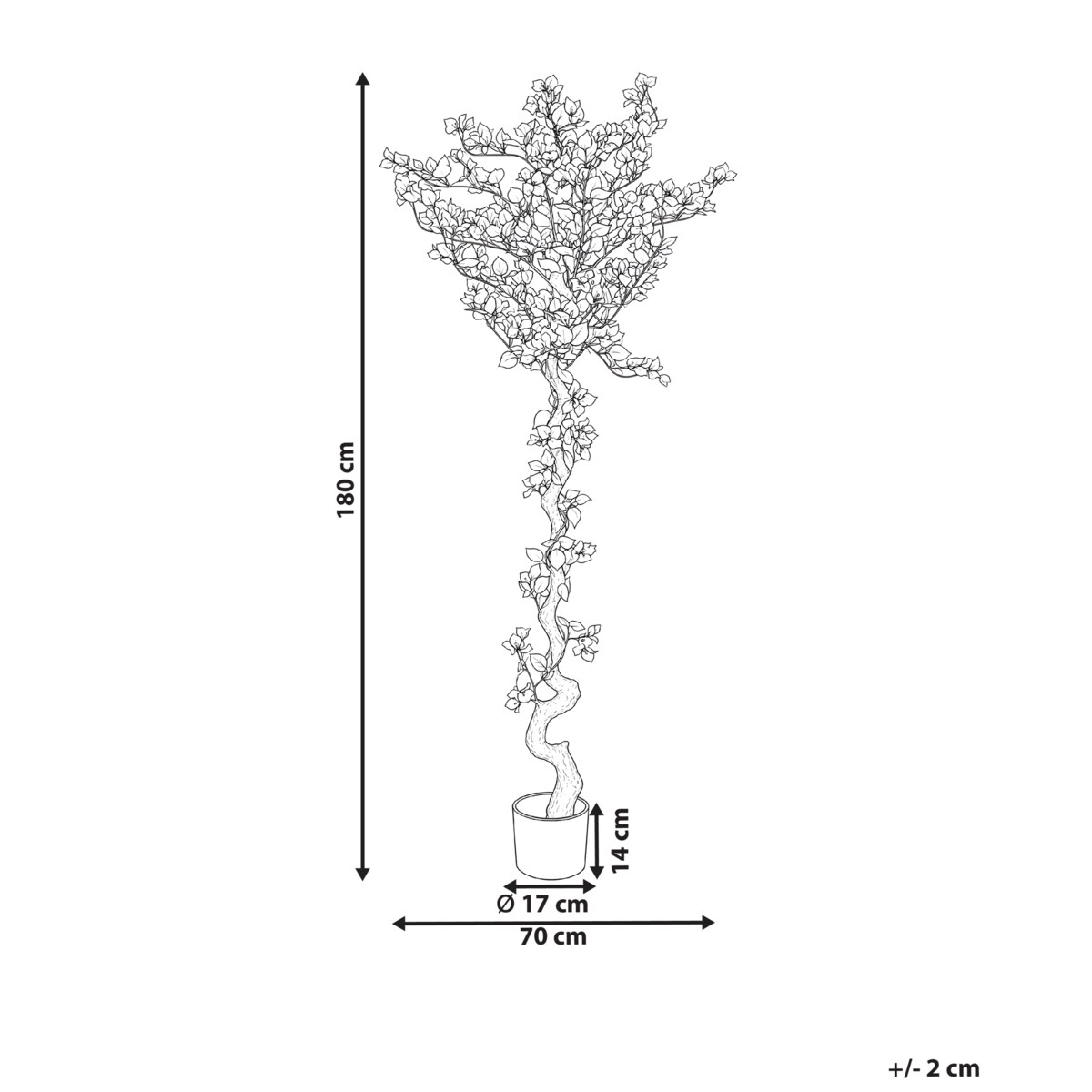 Sztuczna roślina BOUGAINILLEA TREE 180 cm Różowy