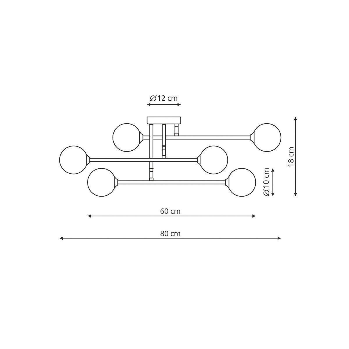 Loftowa lampa sufitowa Dorado LP-002/6C szklane kule molekuły złote białe